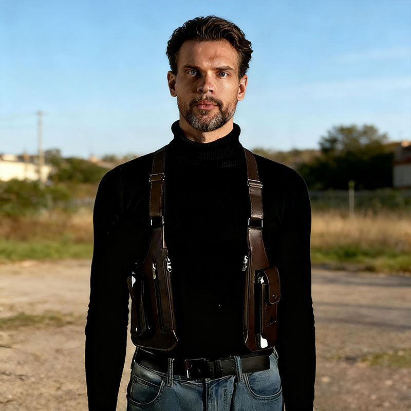 Anti-Theft PU Leather Underarm Bag - Crossbody Chest Sling Bag with Hidden Pocket & Adjustable Strap