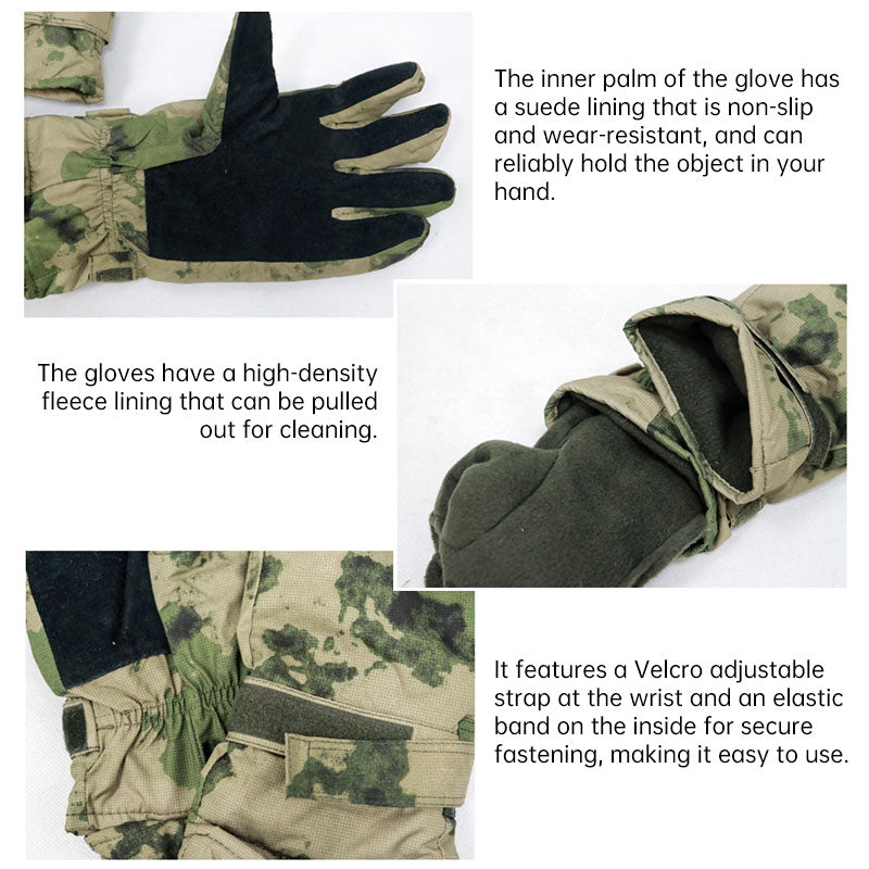Russian military-issued VKBO 3.0 Ruins camouflage winter five-finger cold-proof gloves for tactical operations, thick version.