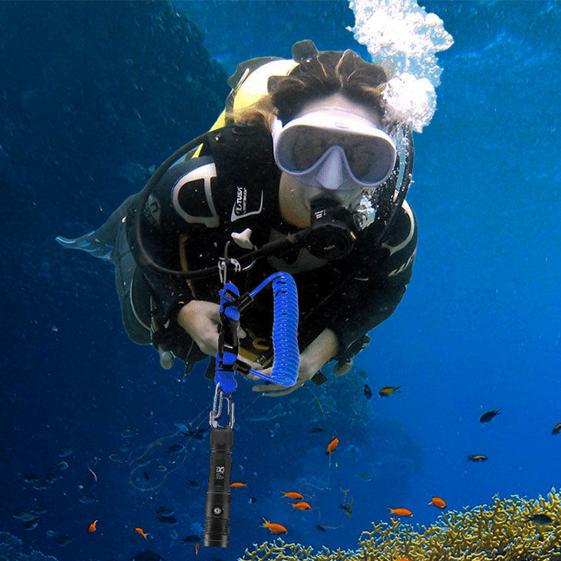 Dive Camera Lanyard, Stainless Steel Spring Cord for GoPro Action Cameras, Flashlight Safety Tether