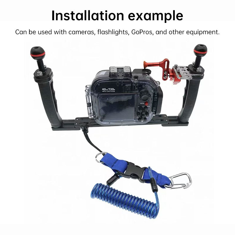 Dive Camera Lanyard, Stainless Steel Spring Cord for GoPro Action Cameras, Flashlight Safety Tether