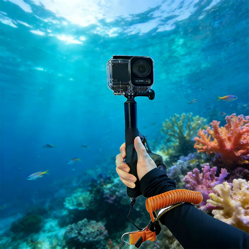 Dive Camera Lanyard, Stainless Steel Spring Cord for GoPro Action Cameras, Flashlight Safety Tether