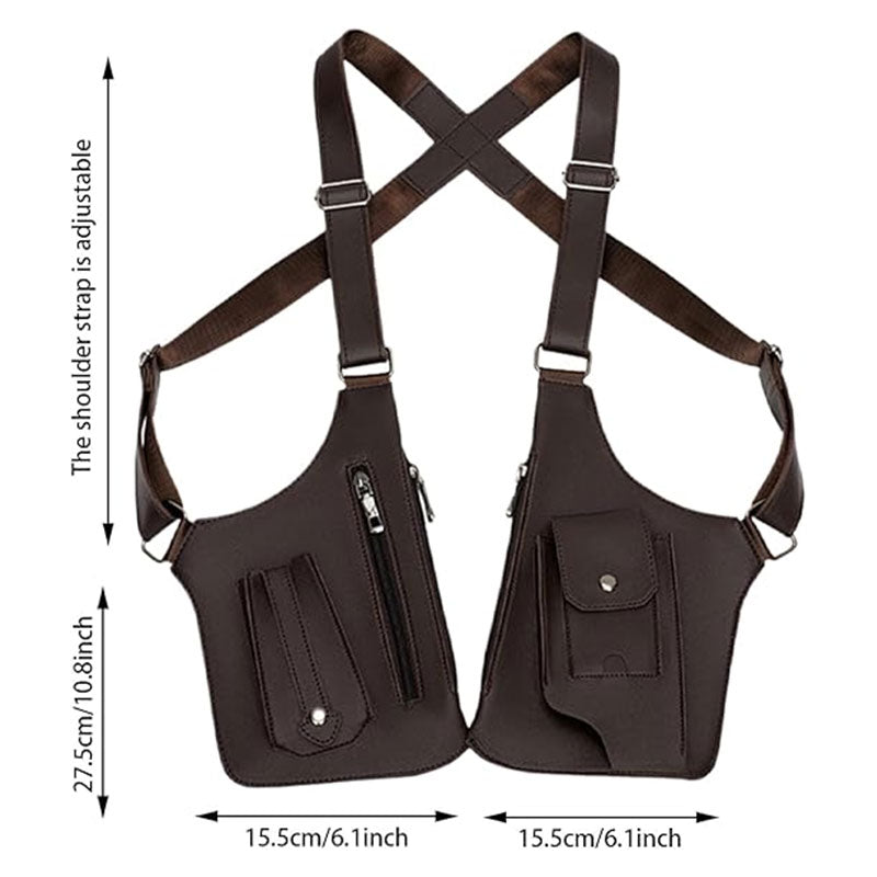 Anti-Theft PU Leather Underarm Bag - Crossbody Chest Sling Bag with Hidden Pocket & Adjustable Strap