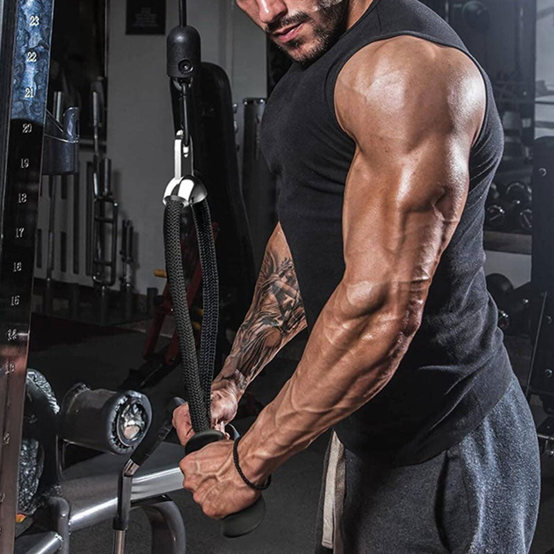 Tricep Rope Attachment with Ergonomic Grip - Detachable Handle for Cable Machine, Pulley System, Home & Gym Use